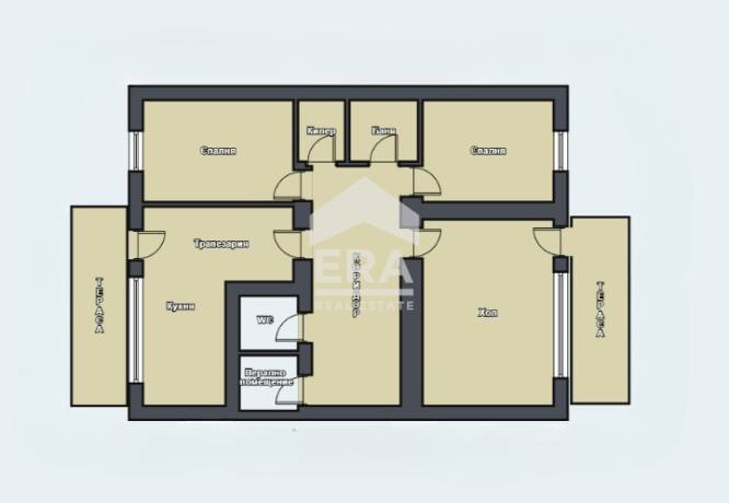 Тристаен апартамент с Г-образна кухня в гр. Провадия за продажба, с площ 91,34 кв.м.