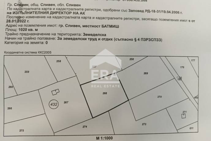 ЕКСКЛУЗИВНО ERA продава поземлен имот в местност " Батмиш"