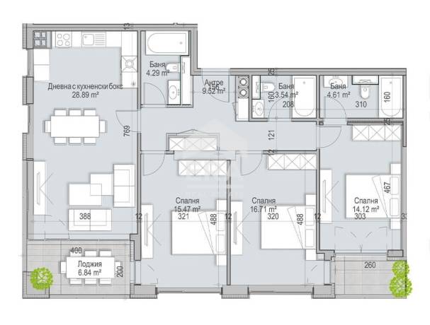 Южен четиристаен апартамент с гледка към планина Витоша в кв. Кръстова вада