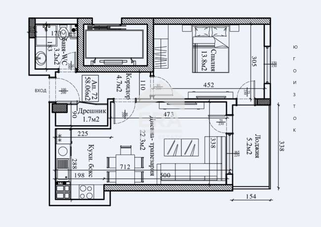 Двустаен апартамент за продажба в кв. Бриз, Варна