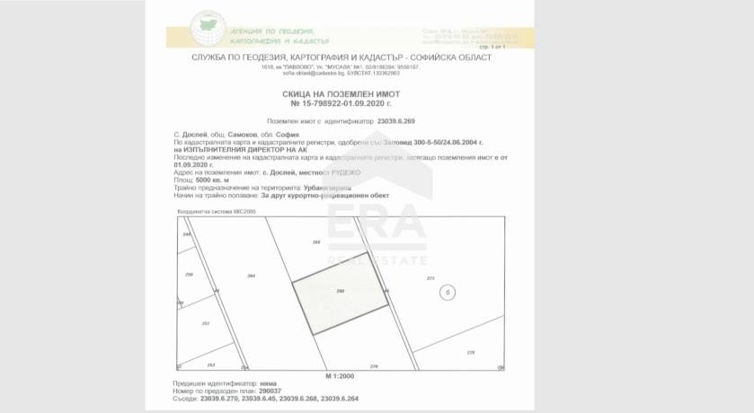 ПАРЦЕЛ С ИНВЕСТИЦИОНЕН ПОТЕНЦИАЛ ДО САМОКОВ