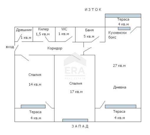 Тристаен апартамент за продажба в Център, Варна