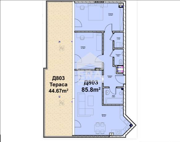 Тристаен апартамент с голяма тераса в нова сграда до The Mall и Sofia Tech Park