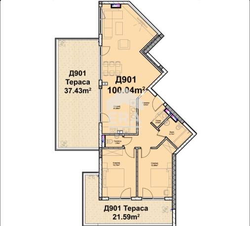 Тристаен апартамент с две тераси в нова сграда до The Mall и Sofia Tech Park