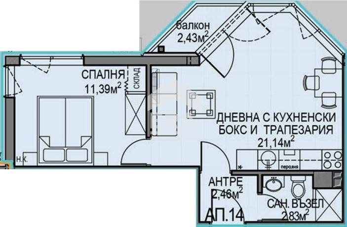 ЕРА Вива предлага компактен и бюджетен двустаен апартамент в ж.к. Обеля 2.