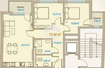Тристаен апартамент за продажба в кв. Зона Б-5, София